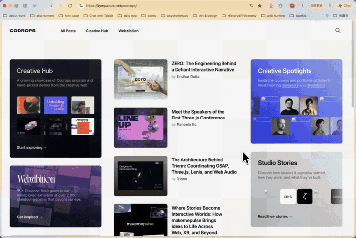 The Codrops Creative Hub and featured stories